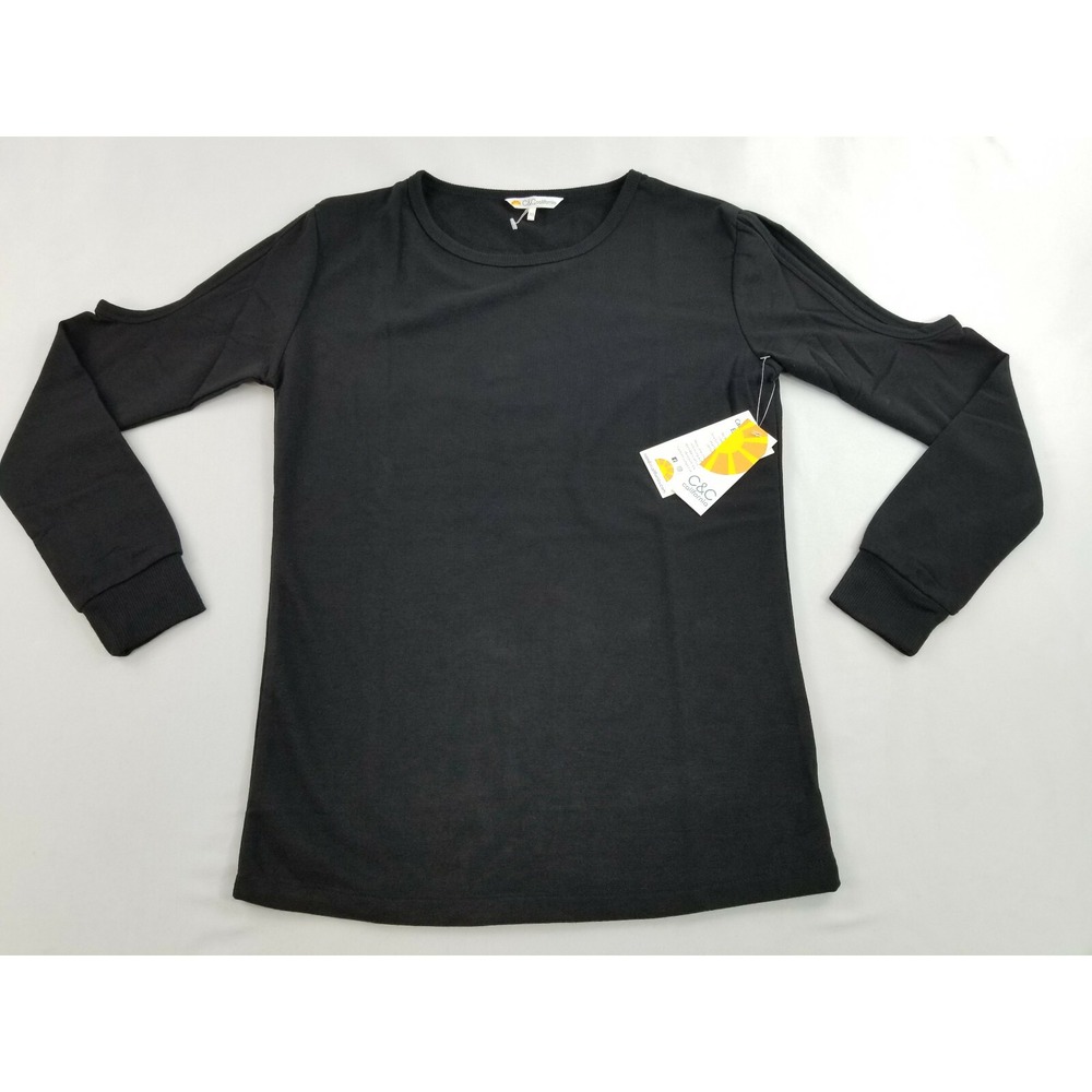 C&C California Sport women shirt top long sleeve UM4060A black sz XS $72